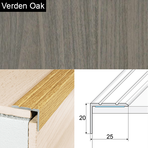Self Adhesive Non Slip Aluminium Wood Effect Stair Nosing Edge Trim 