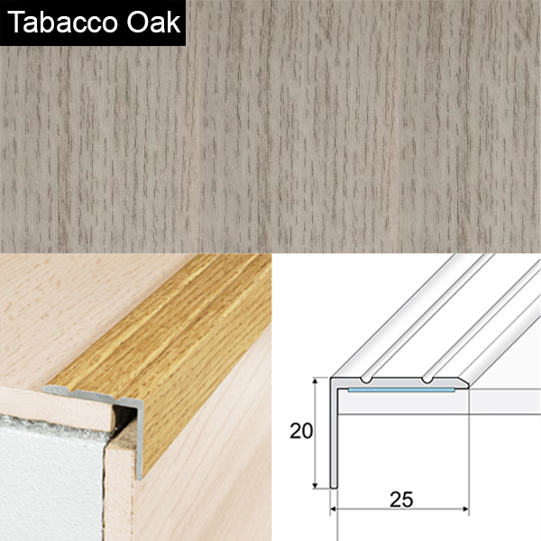 Self Adhesive Non Slip Aluminium Wood Effect Stair Nosing Edge Trim 
