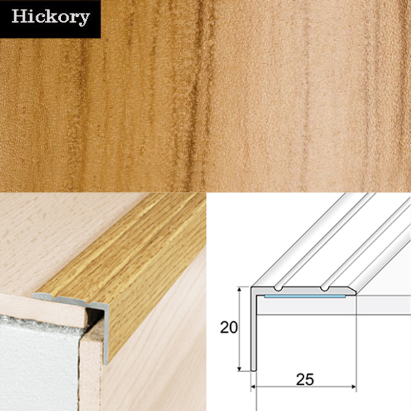 Self Adhesive Non Slip Aluminium Wood Effect Stair Nosing Edge Trim 
