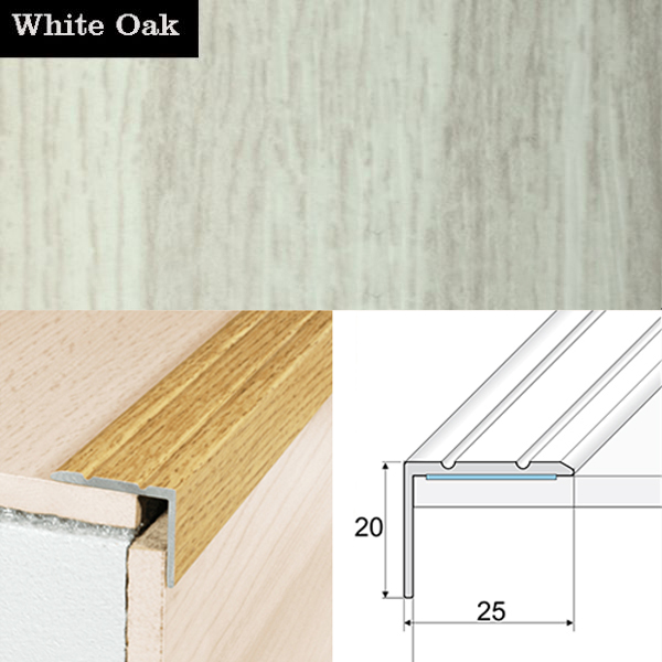 Self Adhesive Non Slip Aluminium Wood Effect Stair Nosing Edge Trim 