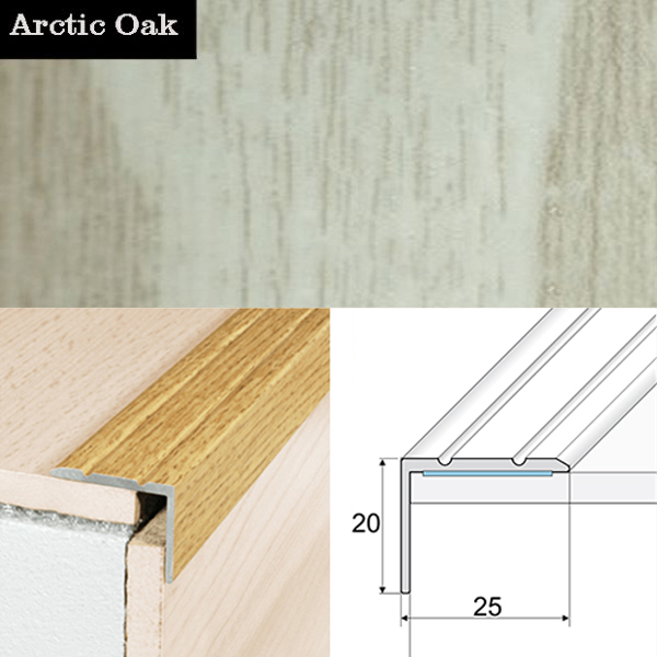 Self Adhesive Non Slip Aluminium Wood Effect Stair Nosing Edge Trim 