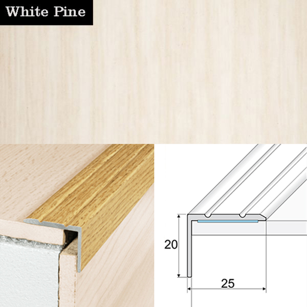 Self Adhesive Non Slip Aluminium Wood Effect Stair Nosing Edge Trim 
