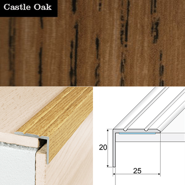 Self Adhesive Non Slip Aluminium Wood Effect Stair Nosing Edge Trim 