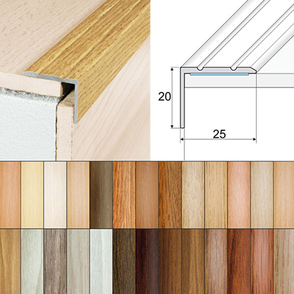 Self Adhesive Non Slip Aluminium Wood Effect Stair Nosing Edge Trim 