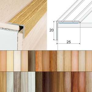 Self Adhesive Non Slip Aluminium Wood Effect Stair Nosing Edge Trim 