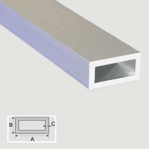 Silver Aluminum Anodised Rectangular Pipe 1m Long