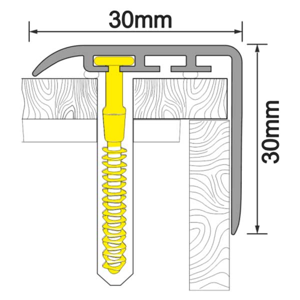 UPVC 30mm x 30mm Stair Nosing for Stair Treads Wooden Finish