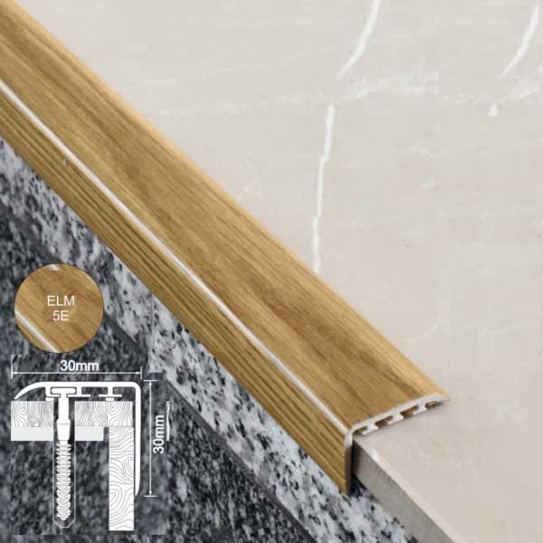 UPVC 30mm x 30mm Stair Nosing for Stair Treads Wooden Finish