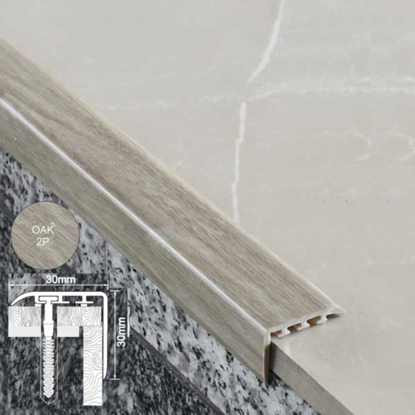 UPVC 30mm x 30mm Stair Nosing for Stair Treads Wooden Finish