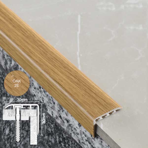 UPVC 30mm x 30mm Stair Nosing for Stair Treads Wooden Finish