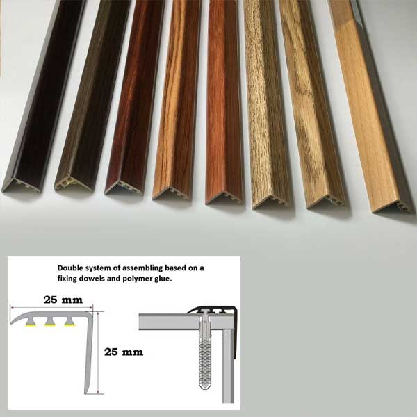 UPVC Wood Effect Stair Nosing Edge Trim 25mm x 25mm