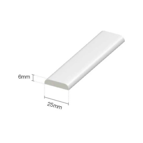 D Mould Rounded Edge White 25mm Trim